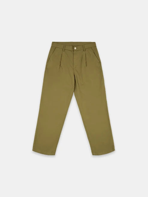 Cotton Pleat Trouser in Khaki
