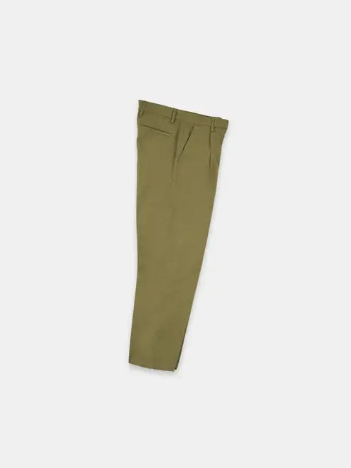 Cotton Pleat Trouser in Khaki
