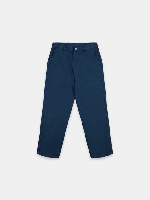 Washed Twill Trousers in Dark Navy