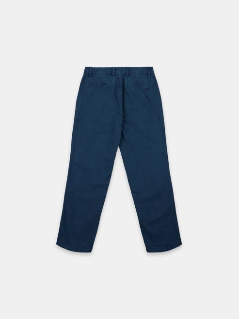 Washed Twill Trousers in Dark Navy