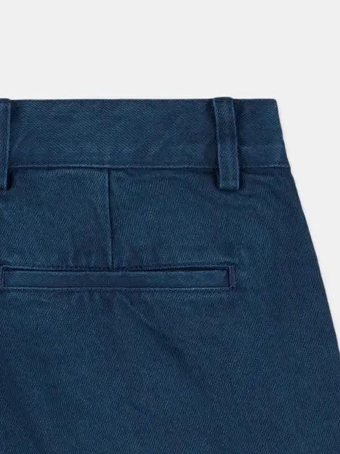 Washed Twill Trousers in Dark Navy