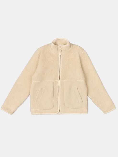 Zip Through Fleece Jacket in Ecru
