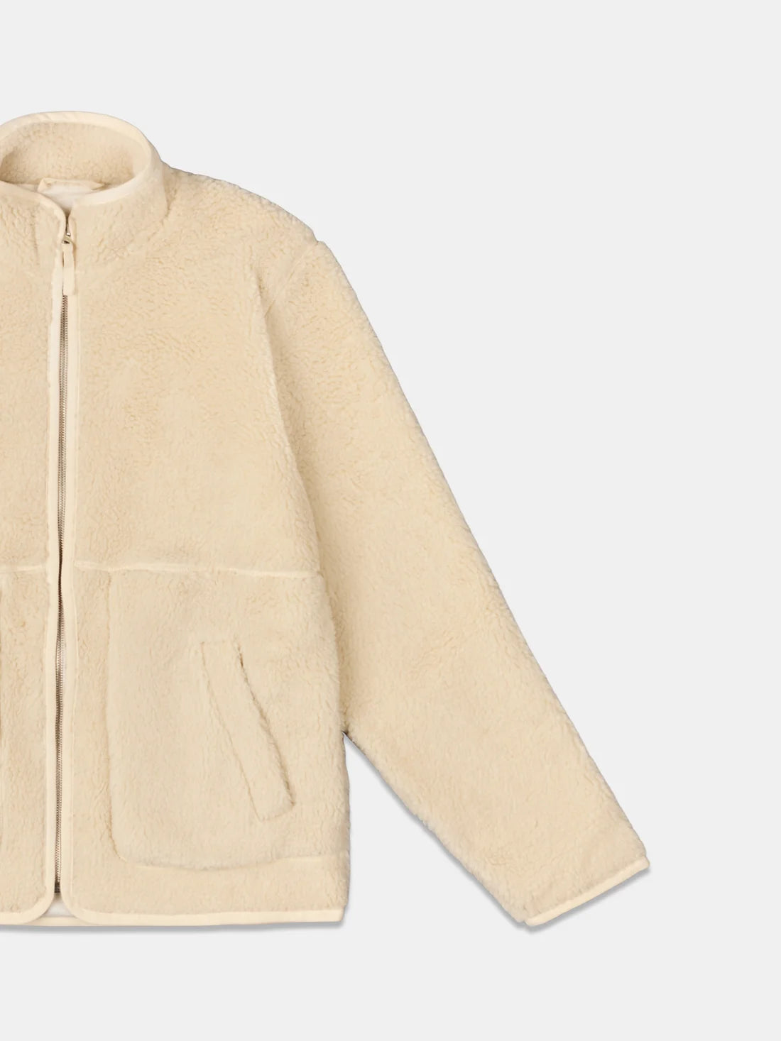 Zip Through Fleece Jacket in Ecru