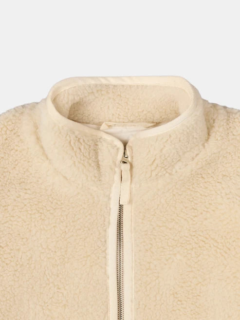 Zip Through Fleece Jacket in Ecru
